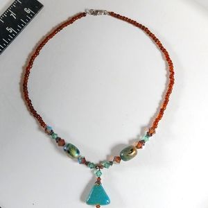 Handmade necklace natural Stone, crystal & glass